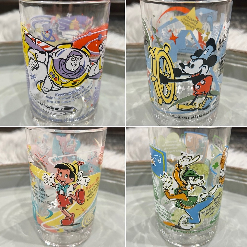 McDonald's Walt Disney World 100 Years of Magic Glasses Cups Set of 4 COMPLETE